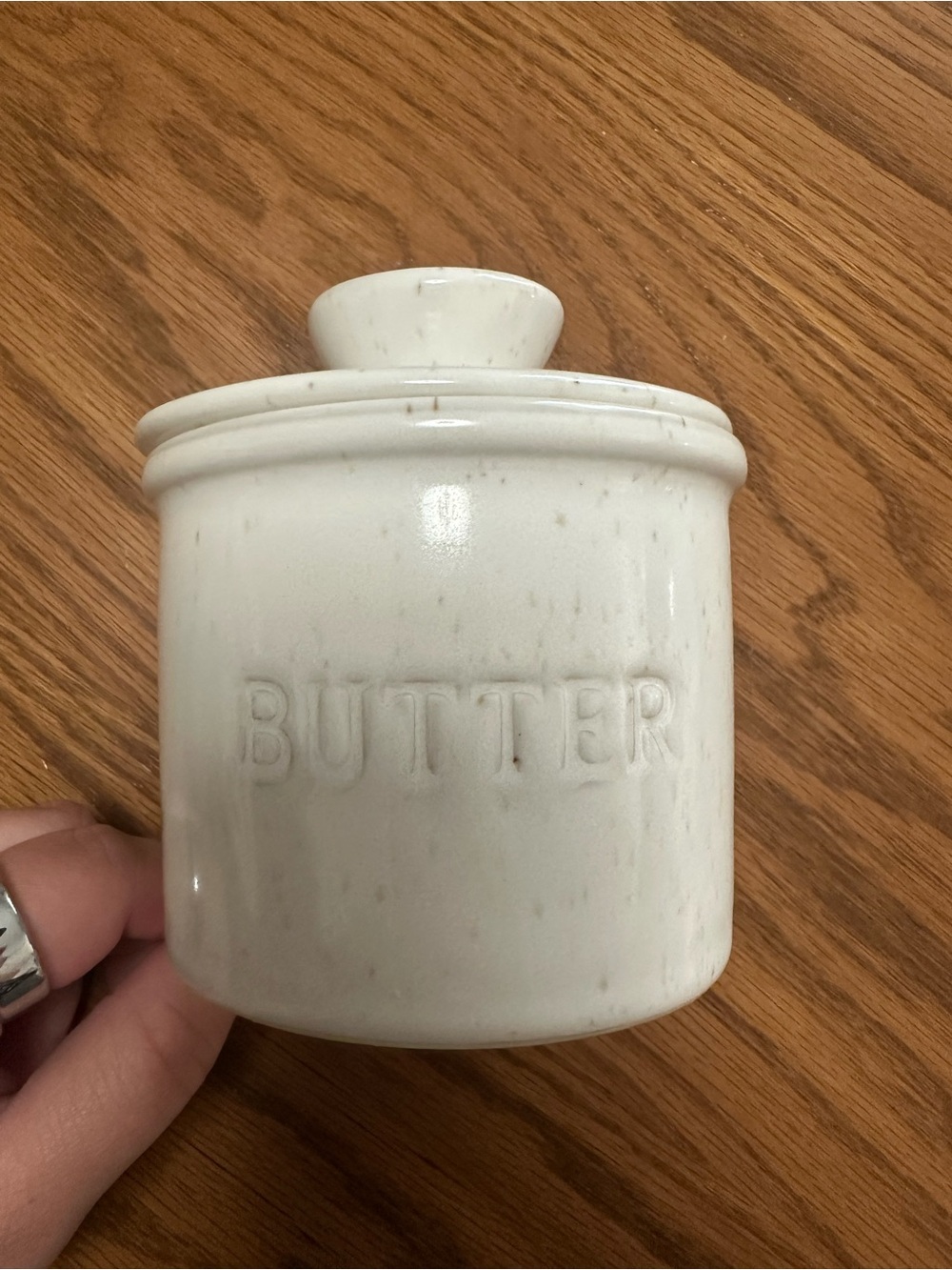 Vintage Inspired White Ceramic Butter Crock